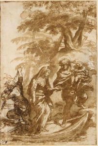 The Holy Family Disembarking From A Boat