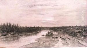 A Marshy River Landscape by Theodore Rousseau