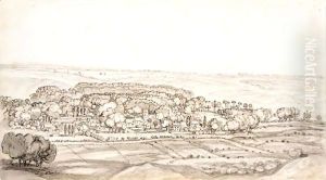 View Overlooking Marlborough Village And Church by James Ward
