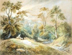 A Wooded Landscape With Herdsman And Cattle by Thomas Gainsborough