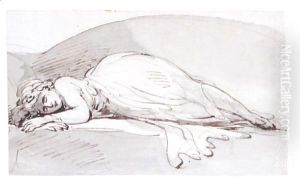 A Sleeping Girl by Thomas Rowlandson