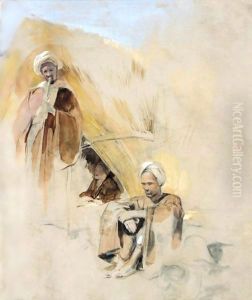 Study Of Bedouins By A Dwelling by John Frederick Lewis