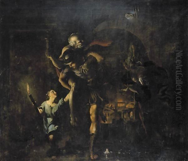 Aeneas Rescuing Anchises And Ascanius From The Sack Of Troy - view 1