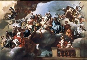 Saints And Prophets In Glory With Putti by Francesco Solimena