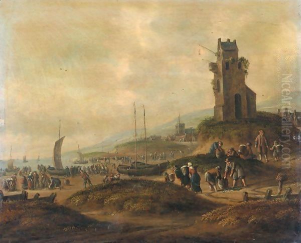 A View Of Scheveningen, With Fishermen Selling Their Catches - view 1