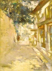A Street Scene In Nice by Konstantin Alexeievitch Korovin