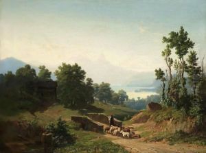 Der Lauerzersee Lake Lauerz by Robert Zund