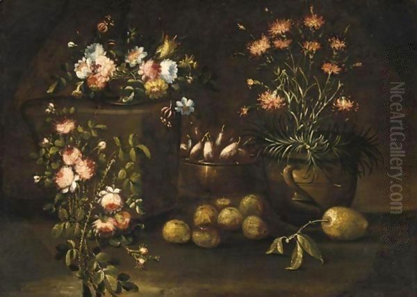 Natura Morta Con Fiori, Pere E Mele - view 1