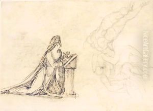 A Lady Kneeling At A Prie Dieu And Studies Of Two Nudes