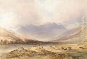 Snowdon With Figures And Cattle In The Foreground by Anthony Vandyke Copley Fielding
