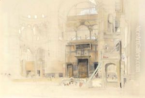 The Interior Of The Mosque Of Santa Sophia, Constantinople by John Frederick Lewis