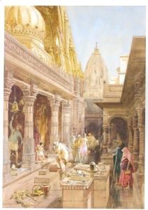 The Bisheswar Or Golden Temple Of Shiva, Benares, India by William Simpson