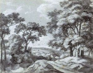 A Wooded Landscape With A Path Running Along A River A Wooded Landscape With A Path Running Along A River