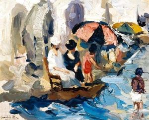 Ladies On The Beach by Cecilio Pla
