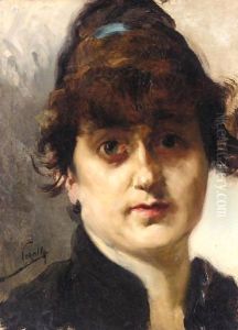 Woman's Head Study For El Dos De Mayo by Joaquin Sorolla Y Bastida