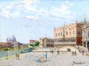 View Of The Palazzo Ducale With The Santa Maria Della Salute by Antonietta Brandeis