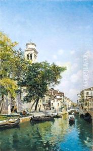 Gondolas On A Venetian Canal 3 by Federico del Campo