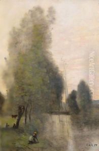 Essoye. Aube. La Vanne by Jean-Baptiste-Camille Corot
