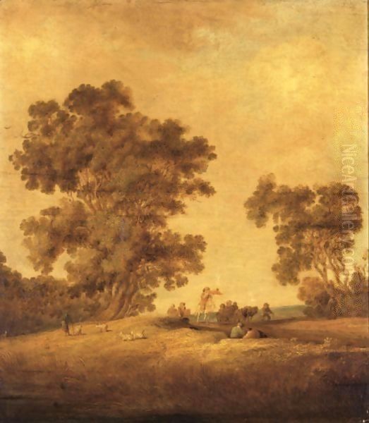 A Trumpeter And Two Horsemen With A Horse-Drawn Cart In A Landscape - view 1