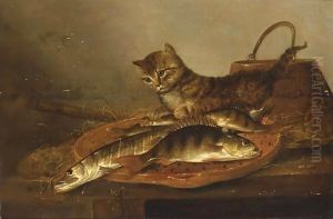 A Still Life With A Perch And A Pike On An Earthenware Dish by Pieter de Putter