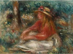 Jeune Fille Assise Sur L'Herbe by Pierre Auguste Renoir