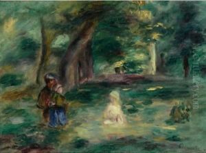 Trois Personnages Dans Un Paysage by Pierre Auguste Renoir