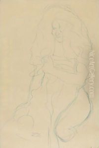 Kniender Akt, Ein Tuch Vor Den Korper Haltend (Kneeling Nude, Holding A Scarf In Front Of Her Body) by Gustav Klimt