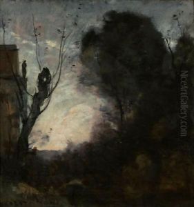 Souvenir D'Une Villa Italienne, Effet Du Soir by Jean-Baptiste-Camille Corot