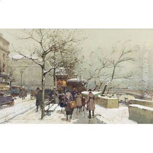 Les Quais, Paris by Eugene Galien-Laloue