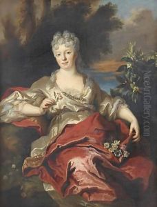 Portrait De Femme En Robe Blanche by Nicolas de Largillierre