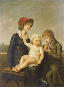 Jeune Mere Et Ses Deux Enfants by Robert-Jacques-Francois-Faust Lefevre