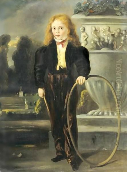 Portrait D'Alexandre Dumas Fils Enfant Tenant Un Cerceau - view 1