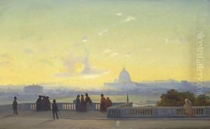 Vue De Rome Depuis Le Pincio by Ippolito Caffi
