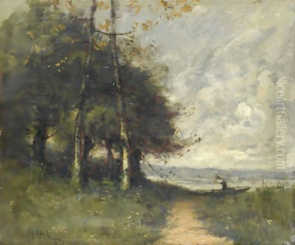 Bord De Riviere Avec Pecheur - view 1