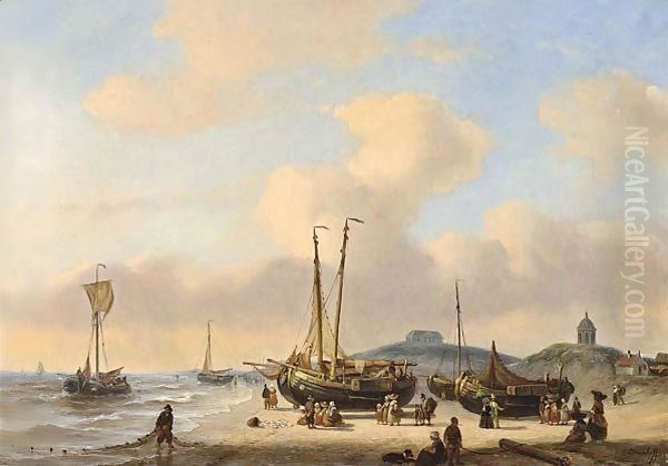 Fisherfolk On The Beach Near Seinpost Duin, The Hague - view 1