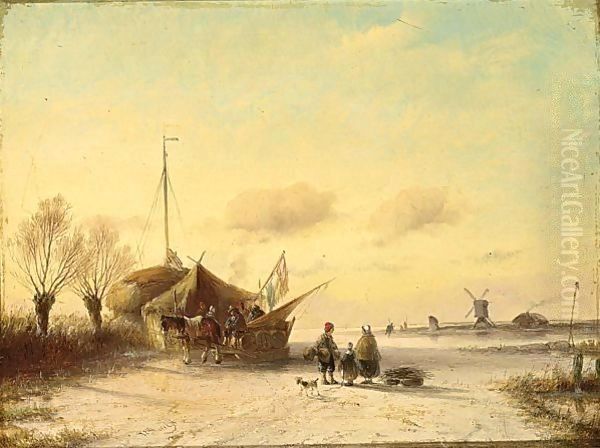 Figures On A Frozen Waterway - view 1