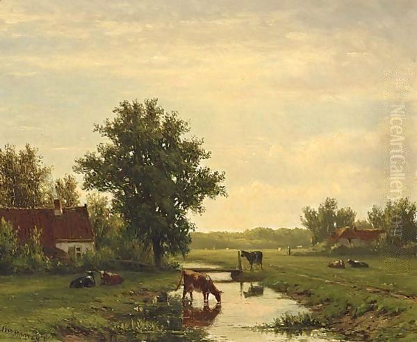 Cows In A Summer Landscape - view 1