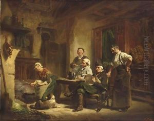 A Domestic Scene by Prudent Louis Leray