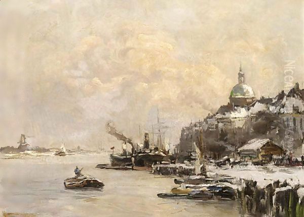The Harbour Of Dordrecht In Winter - view 1