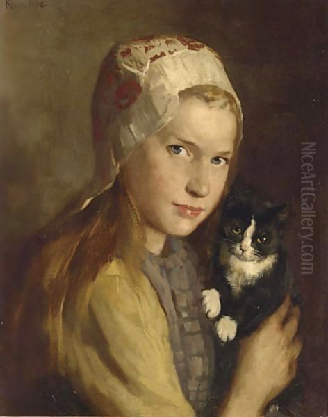 A Girl With Her Cat - view 1