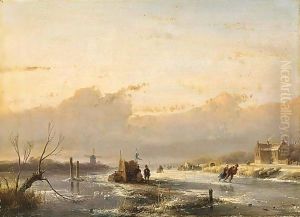 A Frozen River With Skaters And A A´koek En Zopie A´ A Frozen River With Skaters And A A´koek En Zopie A´