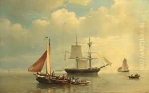 Shipping On The Zuiderzee by Johannes Hermann Barend Koekkoek