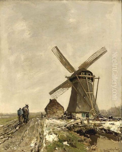 A Windmill In A Snowy Landscape - view 1
