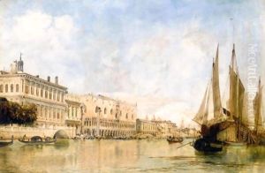 View Of The Molo, Venice, With The Piazzetta Di San Marco And The Doge's Palace by Edward William Cooke