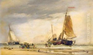 On The Beach Scheveningen by Edward William Cooke