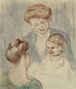 Bebe Souriant A Deux Jeunes Femmes by Mary Cassatt
