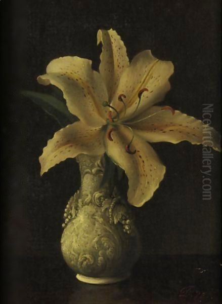 Day Lily In A White Vase - view 1