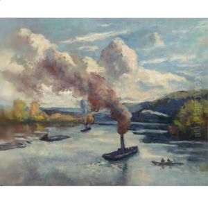 Peniches Et Remorqueurs Sur La Seine by Maximilien Luce