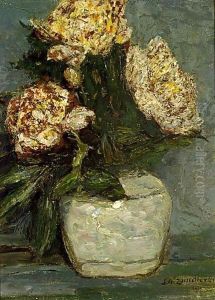 Flowers In A Stone Jar by Jan Adam Zandleven