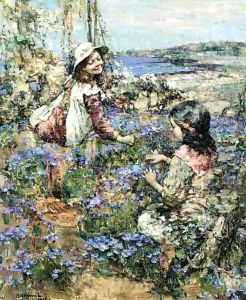 Girls Among The Violets by Edward Atkinson Hornel